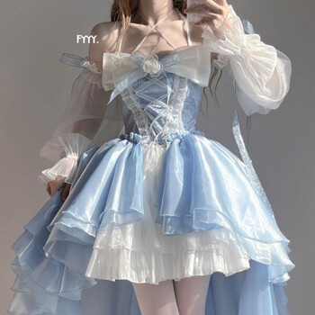 舒凯乐公主裙成人[鲛人泪]lolita设计前短后长重工拖尾连衣裙气质