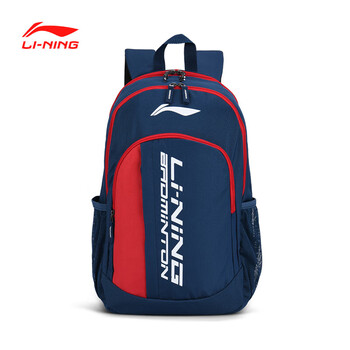 李宁（LI-NING）羽毛球包大容量多功能学生书包户外旅行包双肩背包 蓝/红