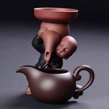 贾思德创意小和尚紫砂茶漏功夫茶具道配件陶瓷沙弥泡茶过滤器网功夫