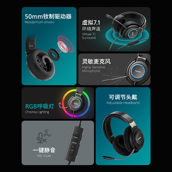 飞利浦（PHILIPS）电竞职业专业游戏耳机G6105 USB听声辨位FPS吃鸡三角洲 7.1声道HiFi头戴式电脑麦克风一键静音