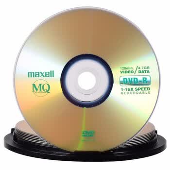 麦克赛尔（Maxell）DVD-R台产光盘刻录盘 光碟16速4.7G空白光盘 办公系列桶装10片