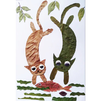 树叶画手工贴画三年级 树叶贴画幼儿园手工活动材料包小学生参赛作业