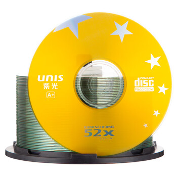 紫光（UNIS）CD-R光盘  刻录盘 金星系列 52速700M 桶装50片 空白光盘光碟