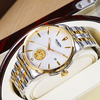 劳士顿足金999金币龙年生肖手表男机械表品牌瑞士品质全自动机械男