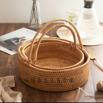 水果篮子藤编 编织筐 藤条筐 零食筐 置物筐大码购物菜篮子护外收纳