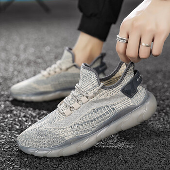 brielle跑步鞋莆田椰子男鞋春季休闲运动男款网面飞织防臭黑色网鞋潮