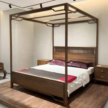 佳曲美新中式架子床实木双人现代卧室简约四柱床轻奢客栈名宿拔步床床