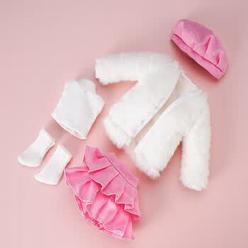 bjd6分胖子32cm娃娃女孩换装12寸冬款娃衣跨境白色毛衫5件套只衣服