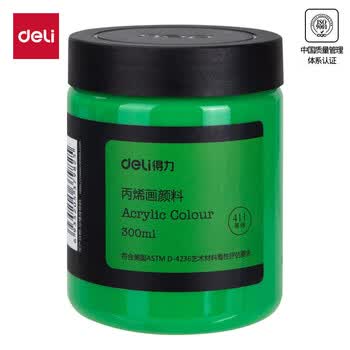 得力（deli）草绿丙烯颜料300ml大容量墙绘手绘DIY画画丙烯画大桶装大瓶美术绘画色彩73875美育工具毕业礼物