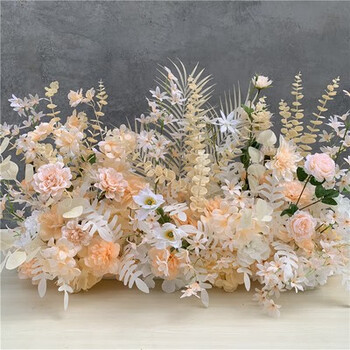 香槟色婚礼装饰仿真花地排花路引花角花婚庆舞台礼堂酒店布置花艺