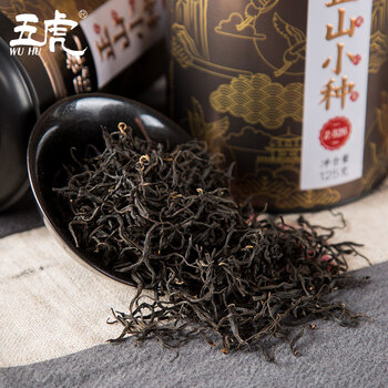 五虎（WU HU）正宗正山小种红茶茶叶武夷山特级浓香型罐装500g