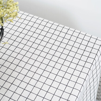 布艺桌布棉麻小清新方格餐厅圆桌布文艺书桌盖巾现代简约学习桌布-yn