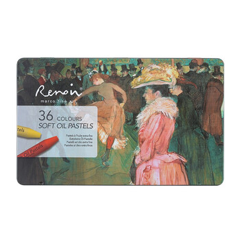 马可（MARCO） 36色重彩油画棒 儿童学生手工DIY 专业美术绘画专用彩绘棒铁盒装 送礼礼物 雷诺阿系列美术写生