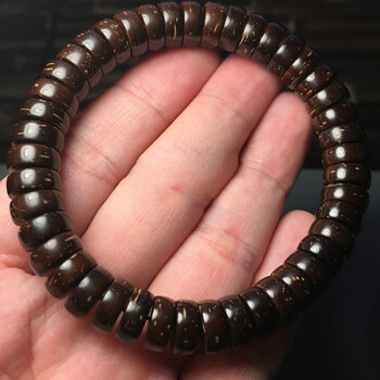 豪珠 手工藏式佛珠原色印尼椰壳椰蒂手串 手持耶蒂单圈男女款隔片散珠