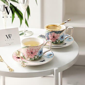 物取（WOOCH）繁花蝶舞咖啡杯碟套装高颜值精致下午茶商务乔迁结婚送礼