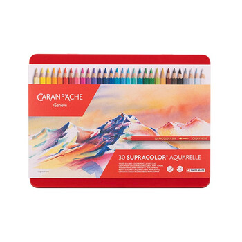 凯兰帝（CARAN  d'ACHE）【热卖商品】瑞士卡达 水溶性彩色铅笔绘画套装 SUPRACOLOR铁盒装30色 3888330 速写素描
