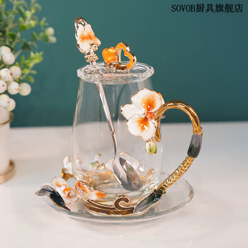 sovob女士玻璃杯小巧玲珑诺诗曼水杯女高颜值成人办公室玻璃杯2024
