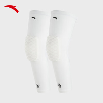 安踏（ANTA）运动护膝 联名系列篮球跑步健身保暖加厚专业保护膝盖男 白色XL码