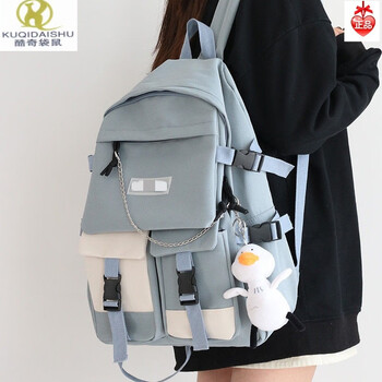 酷奇袋鼠日系新款百搭书包女大学生日韩初高中生双肩包大容量简约旅行