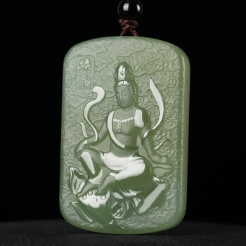 润艺 和田玉观音吊坠 男款青玉观世音菩萨玉坠玉石项链挂件牌子