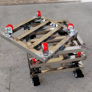 方形不锈钢移动花盆托架托盘底座带轮万向轮拖车平板车 不锈钢30*30配