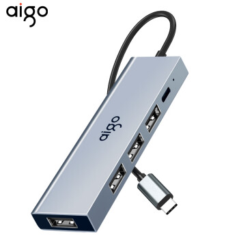 爱国者（aigo）Type-C扩展坞USB3.0分线器HUB集线器笔记本USB拓展坞USB扩展延长线转接头转接器H02-C(金属)