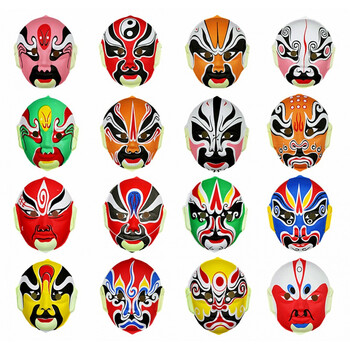 万圣节舞会手绘中式京剧面具变脸儿童京剧脸谱面具装饰款式随机发