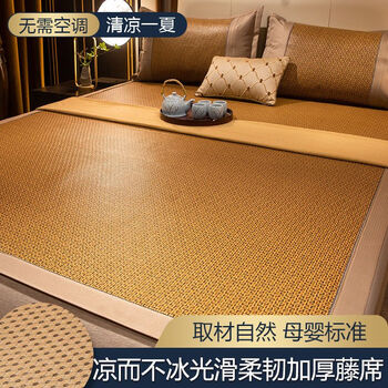 冰丝草席夏天家用折叠冬夏正反两用大床席子 [加厚藤席芝麻花蜂窝底]