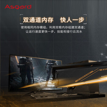 阿斯加特（Asgard）32GB(16GBx2) DDR4 3200 台式机内存条 金伦加&TUF联名款 马甲条 精选颗粒 CL18 黑橙甲