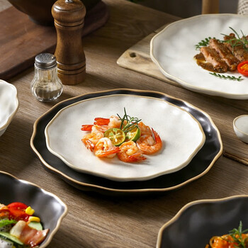 叮旦日式粗陶盘子家用菜盘精致牛排盘复古餐具特别好看的鱼盘碟子汤盘