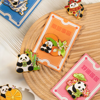 优学库 熊猫冰箱贴 金属磁吸中国风可爱熊猫冰箱贴 熊猫系列 乘风破浪 蓝色  伴手礼
