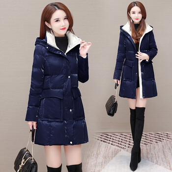 catilado香港潮牌高端品牌2021新款女装亮面羽绒服女中长款冬装小个子