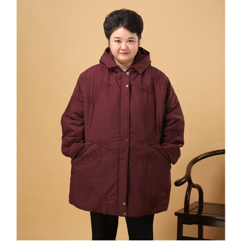 胖冬天穿的220斤胖棉服女码中长款棉衣冬装宽松外套酱紫色7xl建议2302