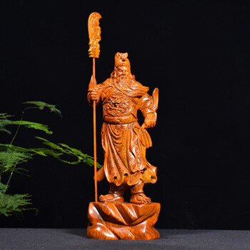 花梨木立刀关公(整木雕刻) 整木高:一米五(圆木定制)