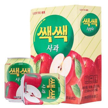 乐天苹果汁饮料238ml*12罐礼盒装 韩国原装进口果汁0脂肪火锅烧烤搭配解腻喝一罐解渴