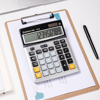 齐心(Comix)12位双电源宽屏办公桌面计算器 财务计算机 办公文具用品 银灰色EC23 齐心(Comix)12位双电源宽屏办公桌面计算器 财务计算机 办公文具用品 银灰色EC23