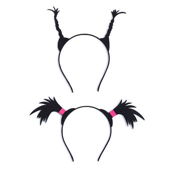 卡内曼网红小辫子发箍搞怪卖萌羊角辫头饰 少女可爱俏皮恶魔角头箍 草