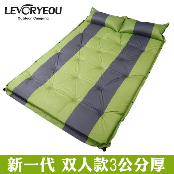 侣友（LEVORYEOU）户外自动充气垫午睡垫充气床加厚加宽野外露营垫室内气垫床3-4人 A款双人绿色点式192*132*3cm