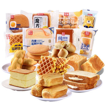 常宏烨 憨豆爸爸 盐津铺子先生半面包散装混合吐司早餐鸡蛋薄饼半蒸软