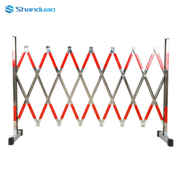 SHANDUAO 伸缩围栏可移动式电力围栏 隔离绝缘施工围挡道路安全防护栏杆 不锈钢片式1.2*2米