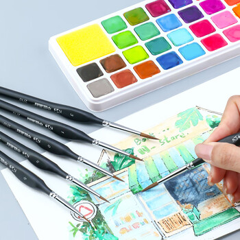 中盛画材 1#套装狼毫勾线笔美术专用水彩水粉勾线画笔手绘描边笔小毛笔细工笔细毛笔画笔描线丙烯国画颜料美术写生 中盛画材 1#套装狼毫勾线笔美术专用水彩水粉勾线画笔手绘描边笔小毛笔细工笔细毛笔画笔描线丙烯国画颜料美术写生