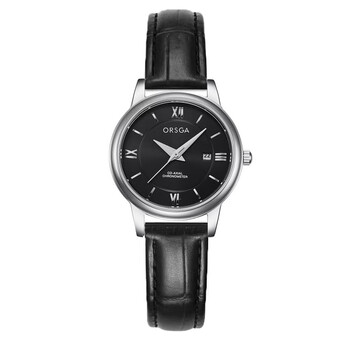 orsga倾心蝶飞-系列轻奢经典石英情侣款防水男士女士手表 白壳黑面