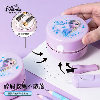 迪士尼（Disney）电动文具套装 女孩生日礼物电动削笔机橡皮擦1-3年级书包小学生文具学习用品礼盒小女孩生日礼物