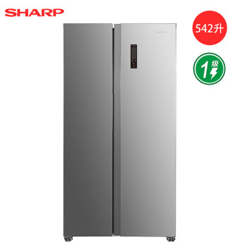 夏普（SHARP）对开门冰箱 一级能效 双变频 风冷无霜 精准控温 542L大容量 精细分储 BCD-536WSXE-N莫兰迪金