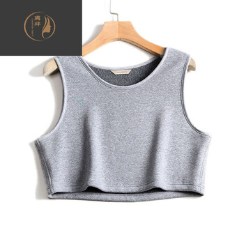 半截护胸护背保暖不倒绒背心男士内穿无袖打底短款后背防寒内衣麻灰m