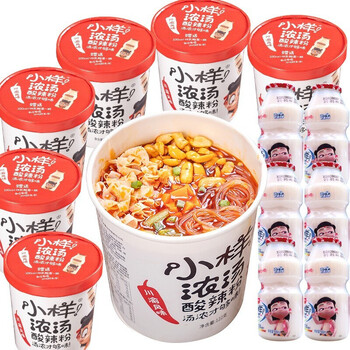 关注店铺联系客服汇百味方便食品专营店小样浓汤酸辣粉6桶装 方便粉丝