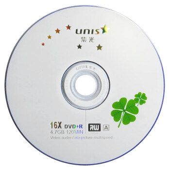 紫光（UNIS）DVD+R空白光盘/刻录盘 16速 4.7G 七星四叶草 桶装50片 