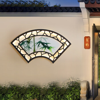 博彩户外防水壁灯扇形影壁墙装饰中式园林庭院围墙露台花园饰景观灯