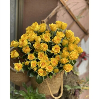 家用水养插花全国速递客厅装饰送女朋友生日礼物柠檬泡泡多头玫瑰10支