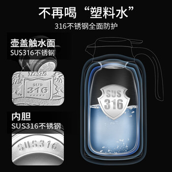 丽贝德家用保温壶316不锈钢热水瓶大容量暖水瓶壶保温瓶 2800ML 红色